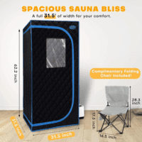 Portable Steam Sauna Tent Full Size, Oversized Personal Sauna Kit for Home Spa, Lightweight Sauna Box with Steamer, Time & Temperature Remote Control, Foldable Chair, 32'' X 32'' X 63'' - Image 2