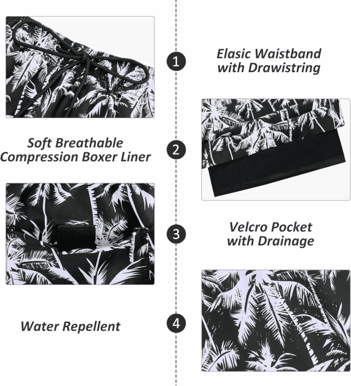 Men'S Swim Trunks Board Shorts Quick Dry Mens Swimming Trunks with Compression Liner - Image 3