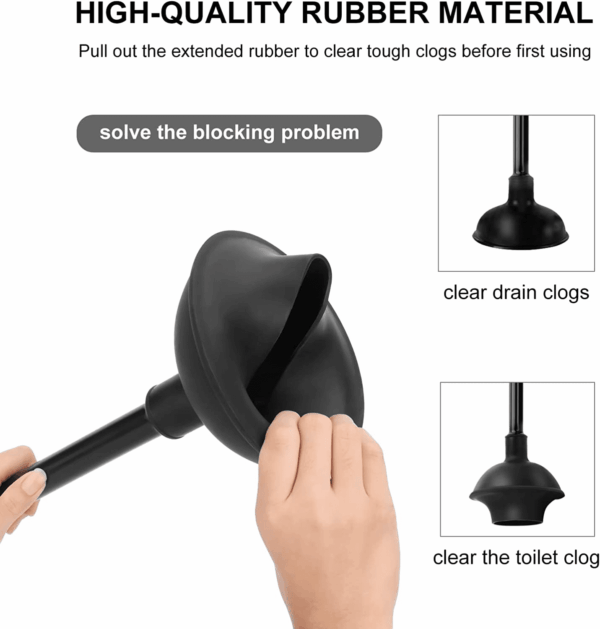 Toilet Brush and Plunger Set, Toilet Plungers for Bathroom Heavy Duty Toilet Bowl Brush and Holder Hidden Toilet Plunger and Brush Set for Deeply Cleaning - Black - Image 3