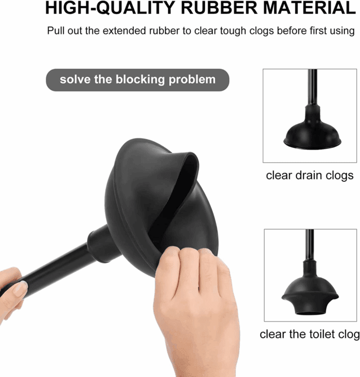 Toilet Brush and Plunger Set, Toilet Plungers for Bathroom Heavy Duty Toilet Bowl Brush and Holder Hidden Toilet Plunger and Brush Set for Deeply Cleaning - Black - Image 3