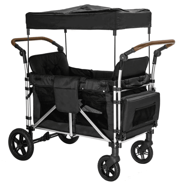 Stroller Wagon for 2 Kids, Wagon Stroller with 2 High Seat, 5-Point Harnesses, Adjustable Canopy, Foldable Stroller Wagon 2 Passenger for Garden, Stroller, Camping, Grocery Cart - Image 9