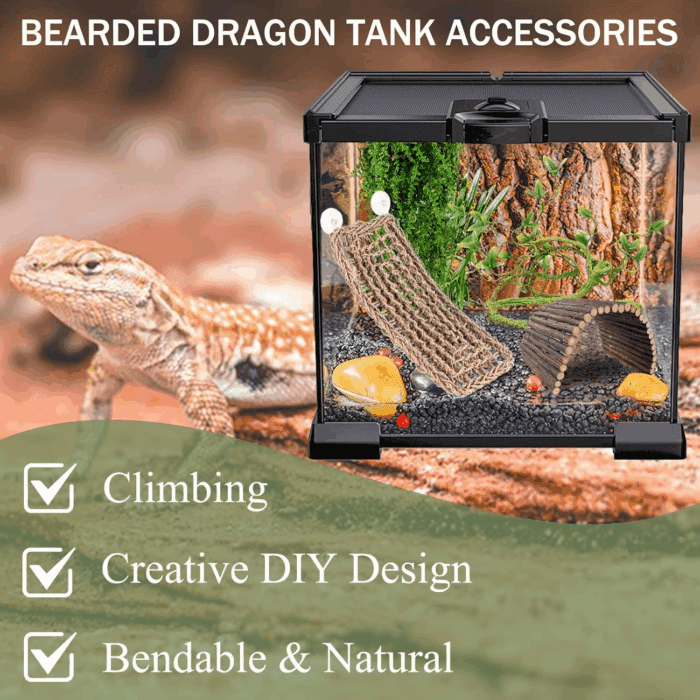 Bearded Dragon Tank Accessories, 10 PCS Reptile Hammock Plants Bridge Jungle Climber Vines for Snakes Bearded Dragon Chameleon Gecko Lizard - Image 3