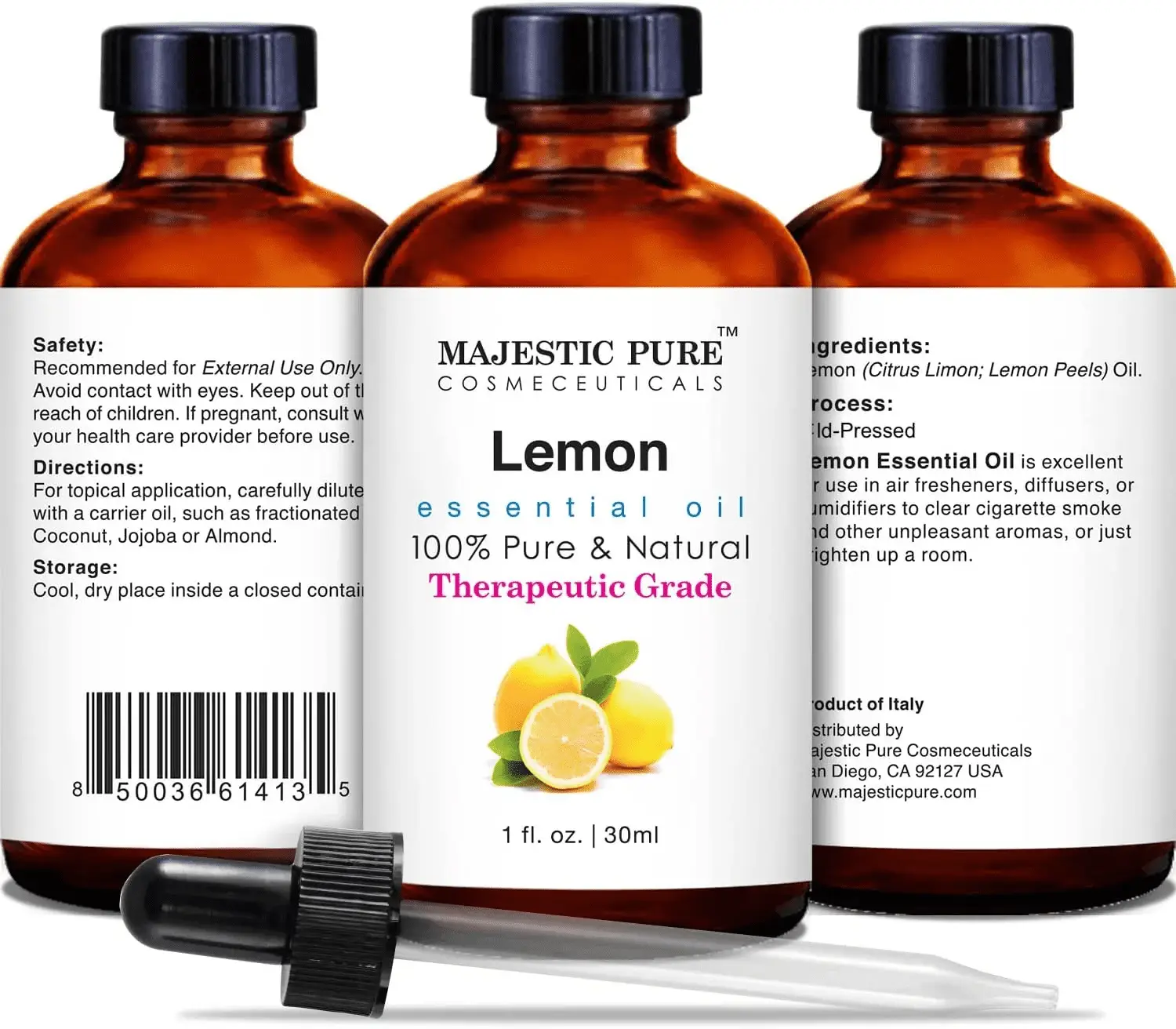 Lemon Essential Oil, Premium Grade, Pure and Natural, for Aromatherapy, Massage, Topical & Household Uses, 1 Fl Oz - Image 3