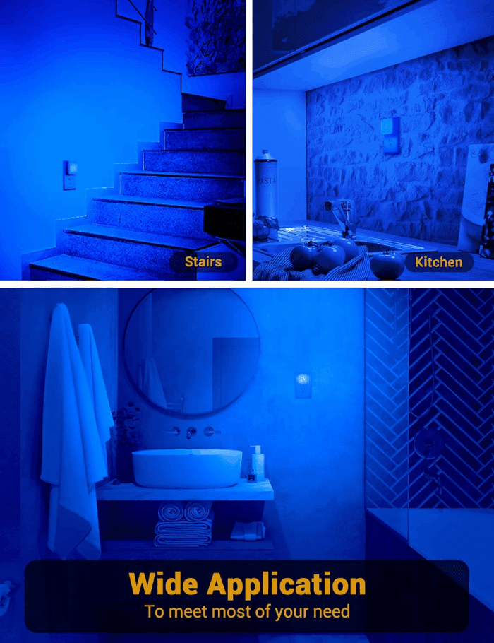 Blue Night Light, Blue Nightlight[2 Pack],0.3 Watt LED Night Light with Dusk-To-Dawn Light Sensor,Plug in Nitelight for Gaming Room,Bedroom,Corridor,Hallway,Non-Dimmable - Image 4