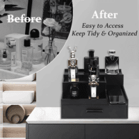 Cologne Organizer for Men, 3 Tier Perfume Stand Holder with Drawer and Hidden Compartment, Cologne Display Shelf for Dresser, Great Gift for Man/Father, Black - Image 5