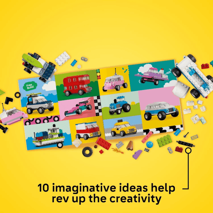 Classic Creative Vehicles, Colorful Construction Brick Building Kit with Ice Cream Truck, Police Car Toy, Model City Cars and More, Gift or Car Toy for Boys, Girls and Kids Ages 5 and Up, 11036 - Image 5