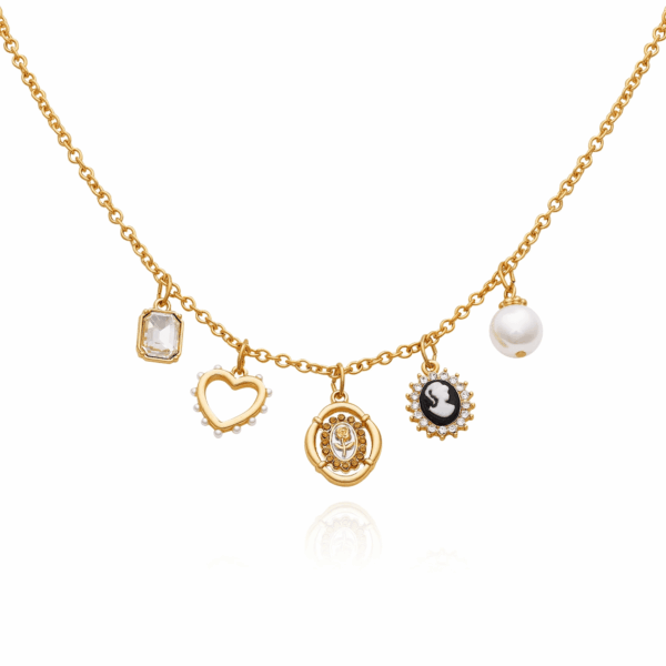 Women'S Gold-Tone Interchangeable Love Theme Charms Necklace. - Image 7