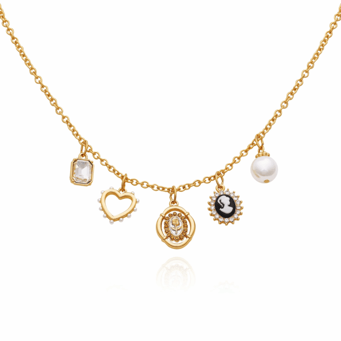 Women'S Gold-Tone Interchangeable Love Theme Charms Necklace. - Image 7