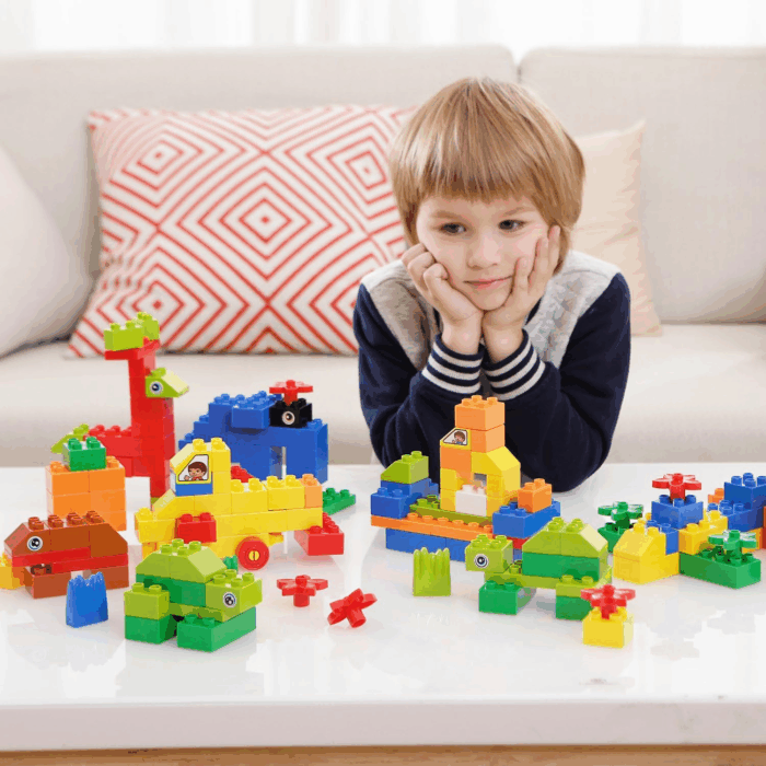 Big Building Block Set - 214 Pieces Toddler Educational Toy Classic Large Size Building Block Bricks - 13 Fun Shapes and Storage Bucket - Compatible with All Major Bulk Bricks Set - Image 5