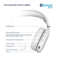 Foldable Wireless Headphones, Bluetooth Over-Ear Headset with Built-In Mic - Image 2