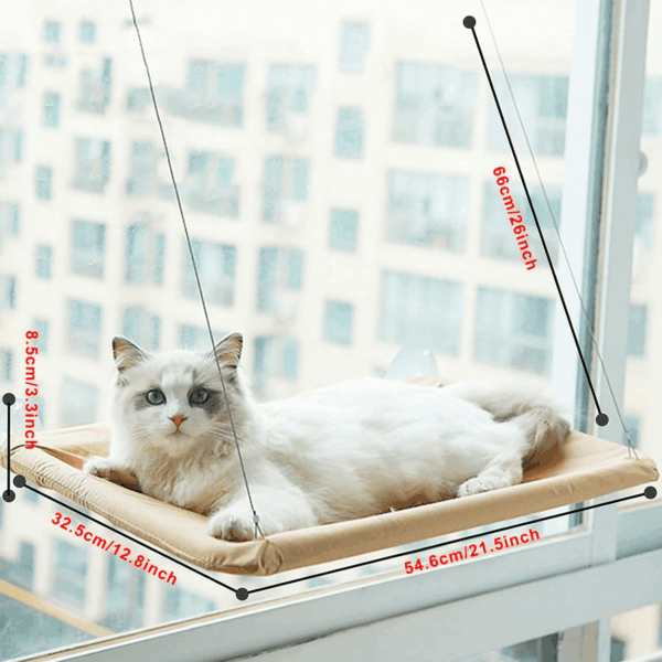 Cat Window Perch Hammock Seat - Large Cat Hammocks Bed for Indoor Cats Resting Seat Safety, Heavy Duty Suction Cups Breathable Washable Mesh Durable Frame - Image 2