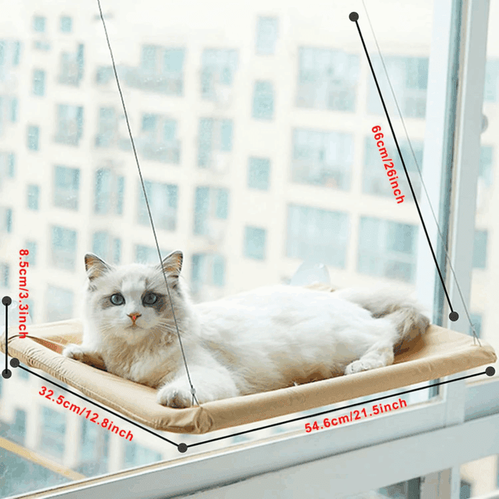 Cat Window Perch Hammock Seat - Large Cat Hammocks Bed for Indoor Cats Resting Seat Safety, Heavy Duty Suction Cups Breathable Washable Mesh Durable Frame - Image 2