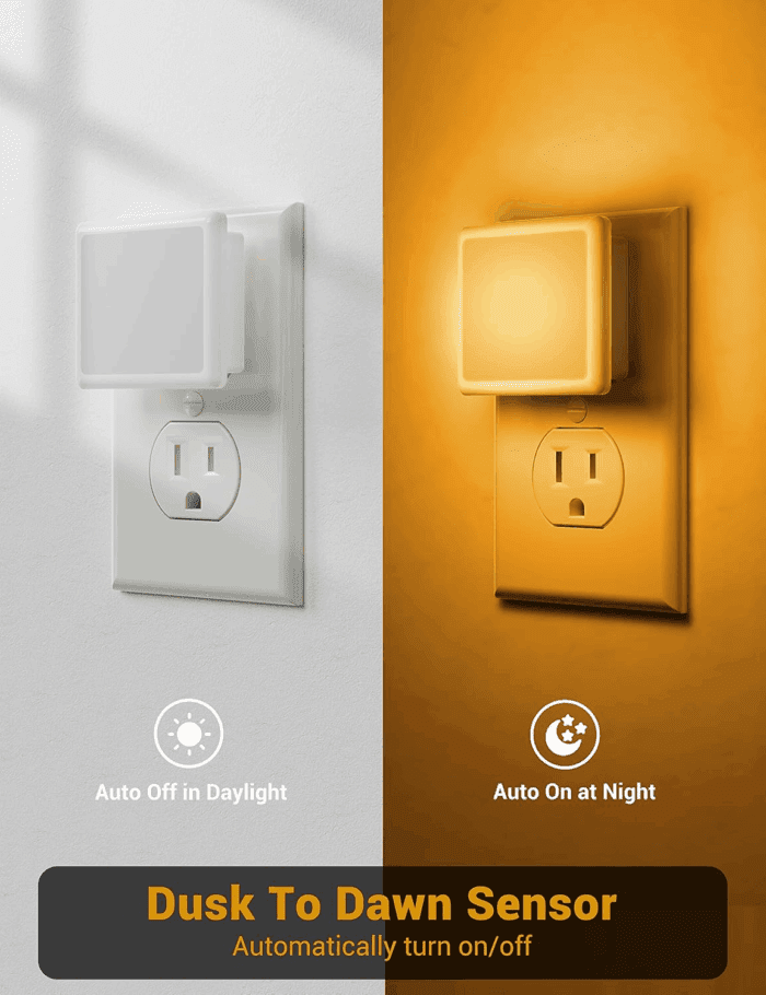 Amber Night Light[2 Pack], Night Lights Plug into Wall, LED Plug in Nightlight with Dusk-To-Dawn Sensor, 0.3W Dim Night Light for Sleep, Bedroom, Bathroom, Hallway, Non-Dimmable - Image 2