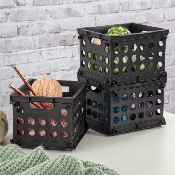 Plastic Storage Cube / Mini Crate, 9” L X 7 3/4” W X 6 1/8” H, Black, Back to College - Image 4