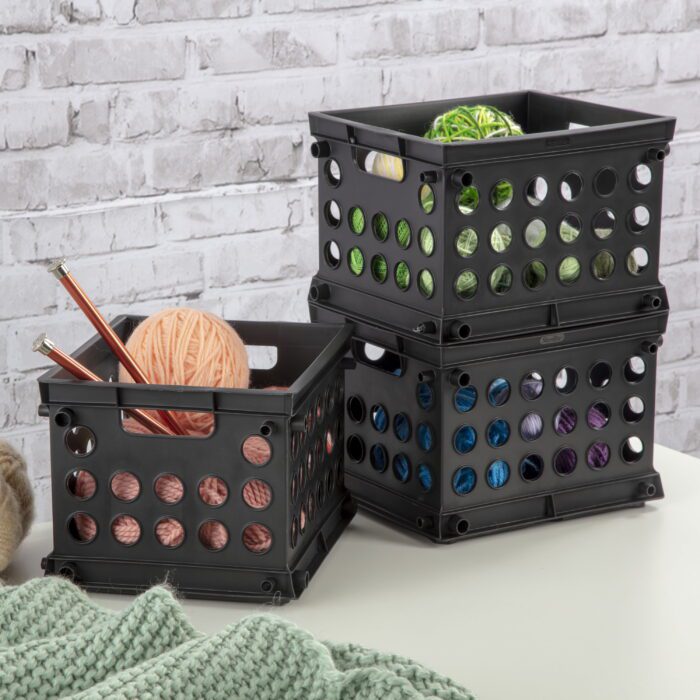 Plastic Storage Cube / Mini Crate, 9” L X 7 3/4” W X 6 1/8” H, Black, Back to College - Image 4