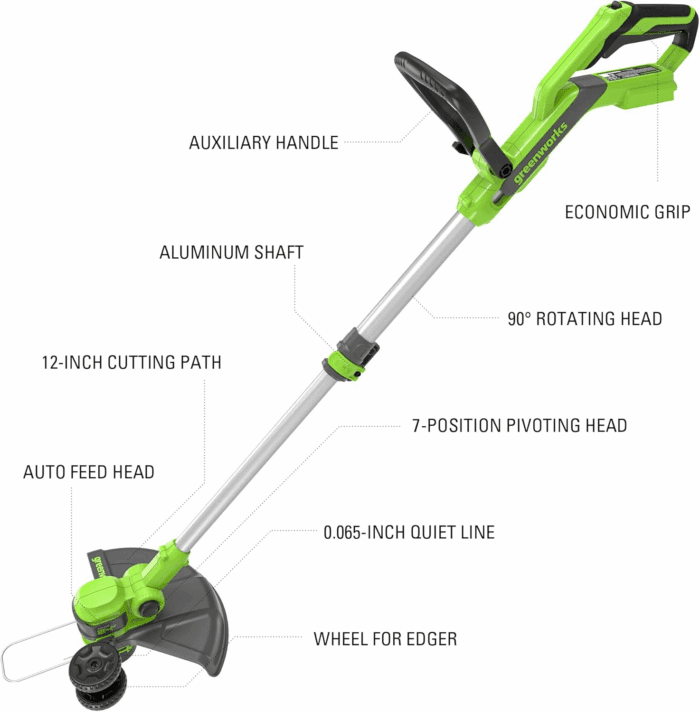 24V 12-Inch Cordless String Trimmer/Edger and Leaf Blower Combo Kit + 3 Bonus Spools, 2.0Ah Battery and Charger Included - Image 2