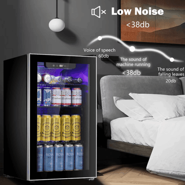 126 Can Beverage Refrigerator and Cooler with Glass Door for Home/Office/Bar-Black - Image 6