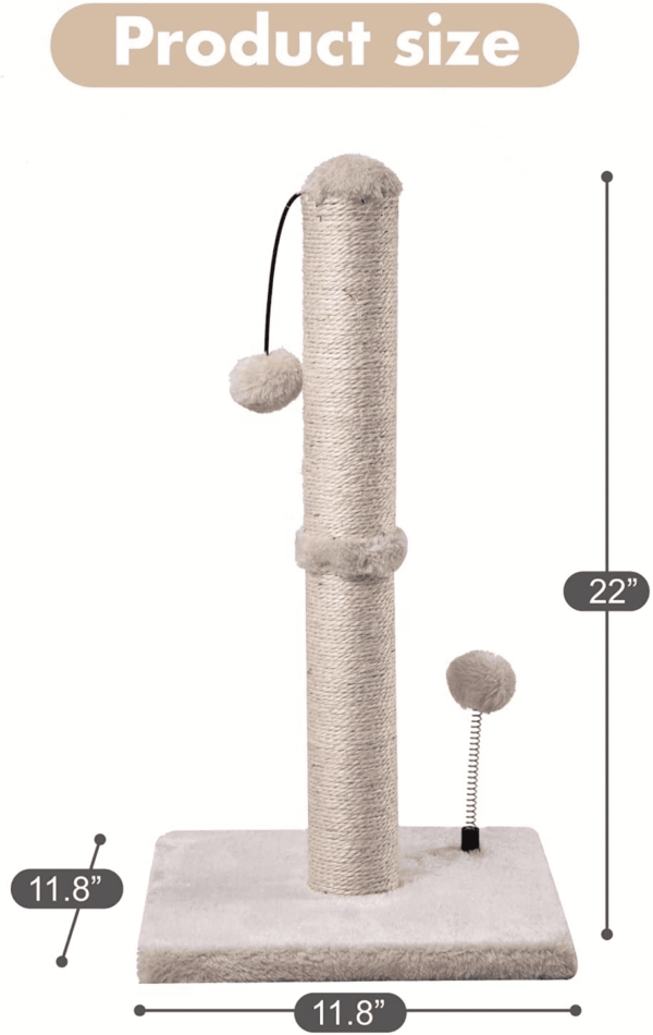 Cat Scratching Post Premium Basics Kitten Scratcher Sisal Scratch Posts with Hanging Ball 22In for Kittens or Smaller Cats (22 Inches for Kitten, Beige) - Image 4