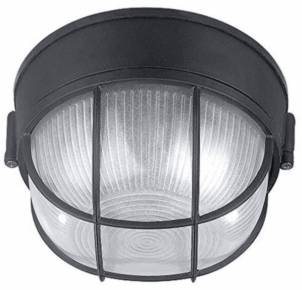 IOL17BK the Outdoor 1-Bulb Flush Mount Exterior Light with Frosted Glass Globe, Black