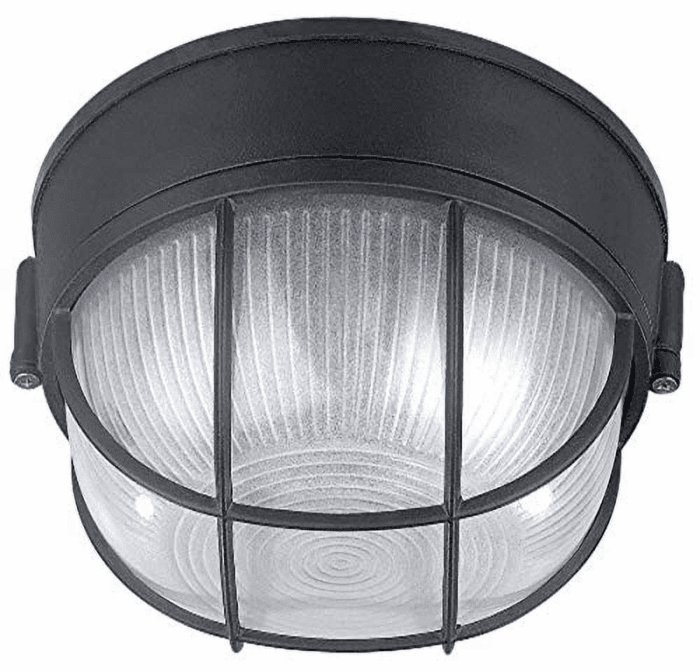 IOL17BK the Outdoor 1-Bulb Flush Mount Exterior Light with Frosted Glass Globe, Black