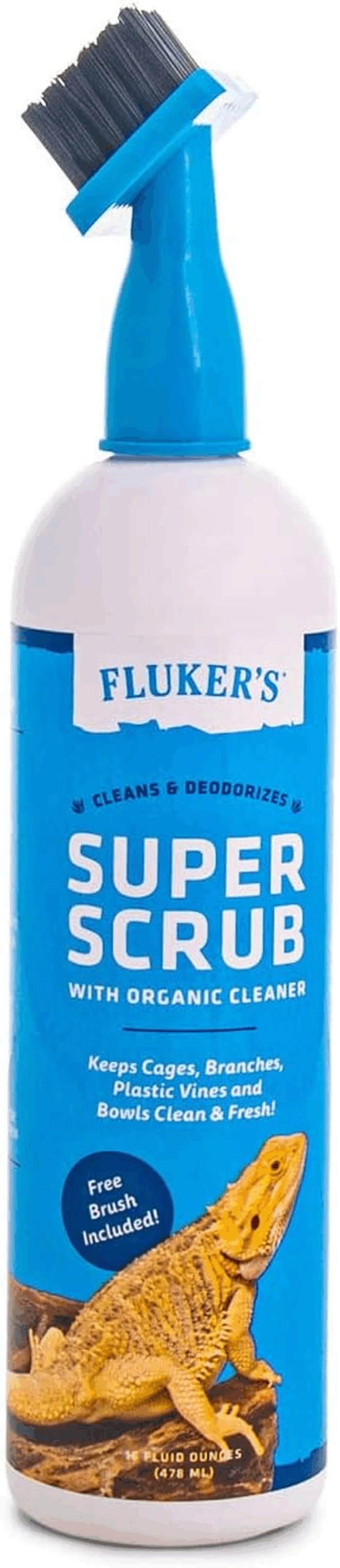 Super Scrub Brush & Organic Cleaner for Reptile Terrariums, Ensures Safe & Easy Cleaning, Deodorizes Terrarium