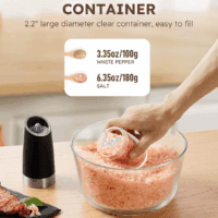 Gravity Electric Salt and Pepper Grinder Set Automatic Shakers Mill Grinder with LED Light, BATTERY POWERED Adjustable Coarseness One Hand Operation, Upgraded Larger Capacity - Image 5