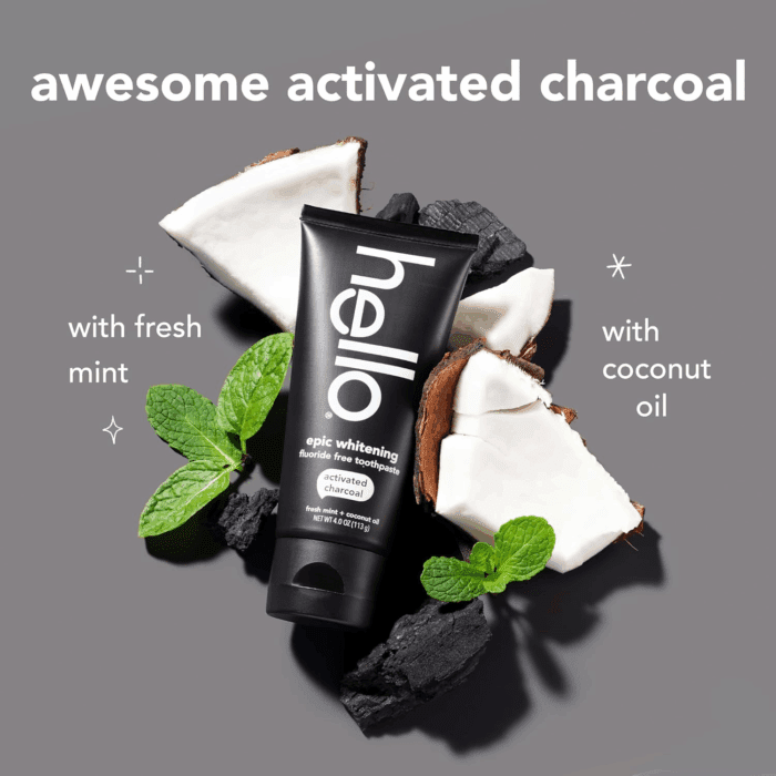 Epic Whitening Charcoal Fluoride Free Toothpaste, Activated Charcoal Toothpaste with Coconut Oil, Whitens Teeth Naturally, SLS Free, Fresh Mint, 4.0 Oz Tube - Image 4