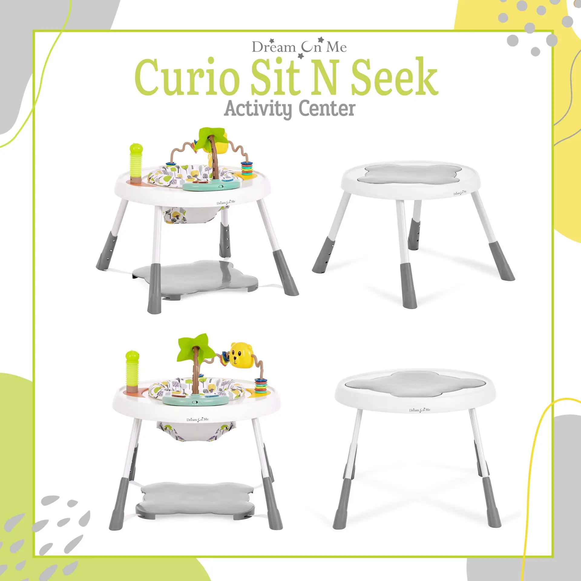 Curio Lightweight & Convertible Sit N Seek Activity Center, Lime - Image 5