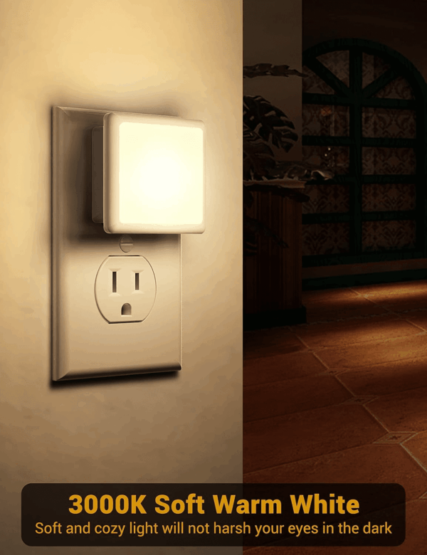 Night Lights Plug into Wall 2 Pack, Plug in Night Light with Dusk-To-Dawn Light Sensor, 3000K Soft White 0.3W, LED Nightlight for Bathroom, Adult, Hallway - Image 3