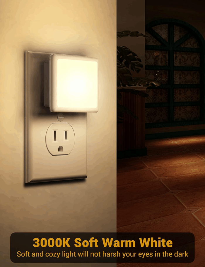Night Lights Plug into Wall 2 Pack, Plug in Night Light with Dusk-To-Dawn Light Sensor, 3000K Soft White 0.3W, LED Nightlight for Bathroom, Adult, Hallway - Image 3