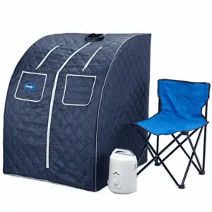Oversized Portable Steam Sauna Spa - Relaxation at Home - 60 Minute Timer - 800 Watt Steam Generator - Chair Included - Blue Satin