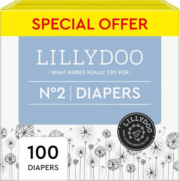 Diapers - Size 2 (9-18 Lbs), Half-Monthly Supply (100 Count), Skin-Friendly, Ultrasoft, Chlorine-Free & Absorbent Baby Diapers