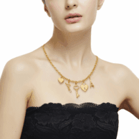 Women'S Gold-Tone Interchangeable Love Theme Charms Necklace. - Image 5