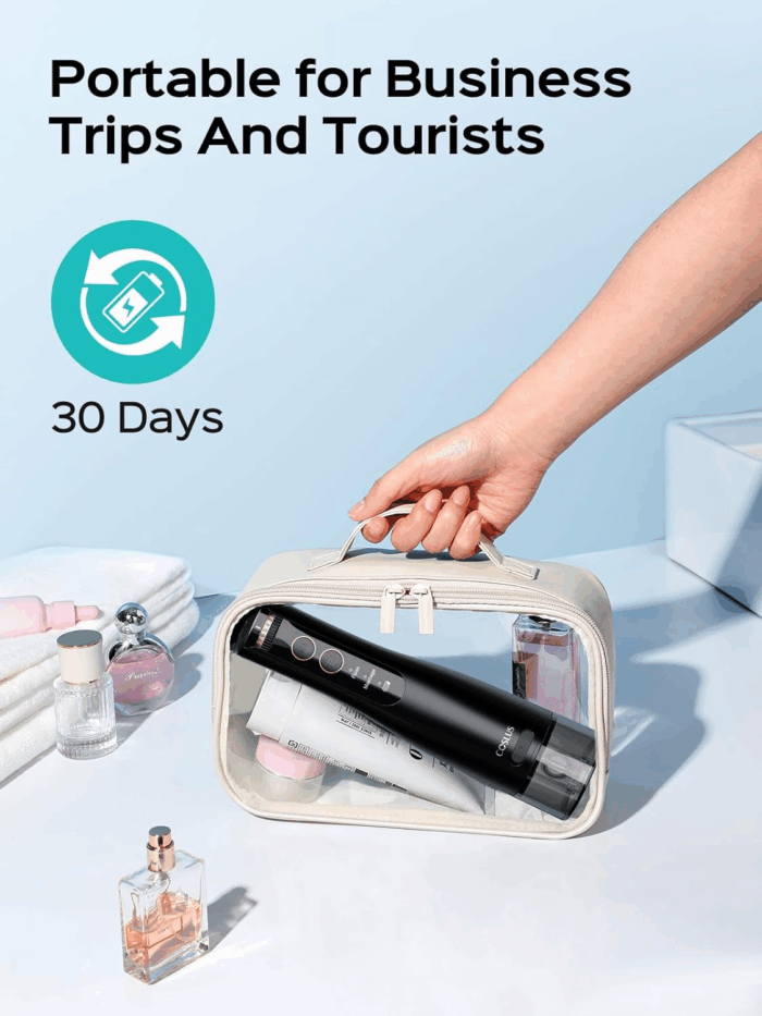 Cordless Water Flosser & Dental Pick for Teeth, Braces, Gums Care - Advanced 10 Pressure Settings for Multiple Users, Rechargeable, Portable for Travel, Bpa-Free, Black, E40(WFP14) - Image 6