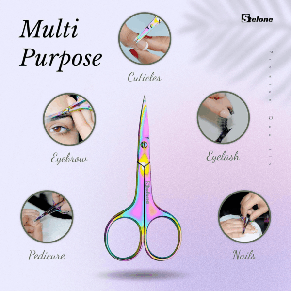Professional Grooming Scissors Eyebrow Scissors Small Curved Stainless Steel Manicure & Beauty Scissor for Women - Image 3