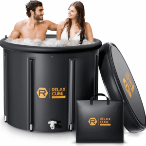 Ice Bath Tub for Athletes, 116 Gal XL Cold Plunge Tub for Recovery and Cold Water Therapy, Portable Multiple Layered Ice Pod Barrel for Outdoor, Inflatable Icebath Tub at Home, Pure Black