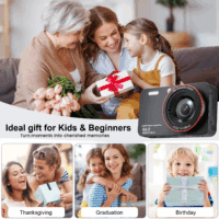 64MP 4K Digital Camera, 2.8" Screen 18X Digital Zoom anti Shake Compact Retro Camera, Vlogging Camera for Kids Teens Seniors with 32GB Card（Black） - Image 5
