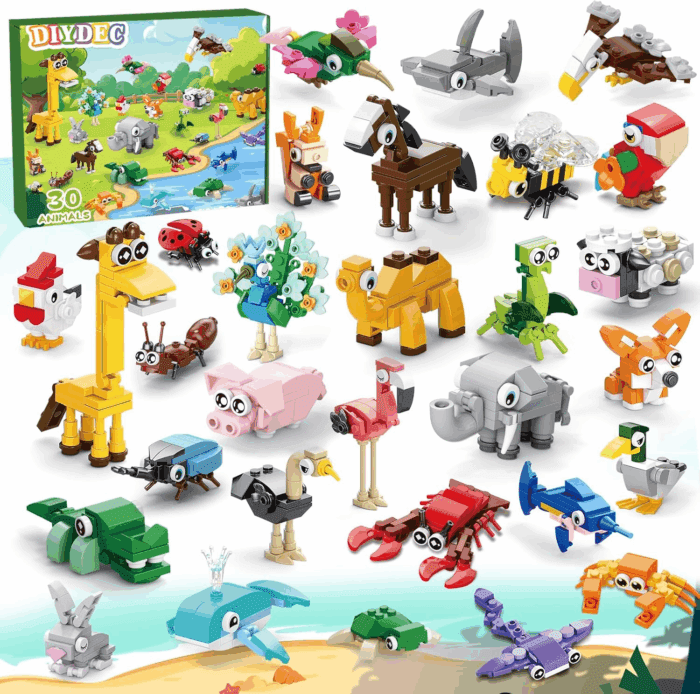 30 Pack Animals Building Blocks Toys, Mini Party Favors Building Set for Kids Bricks Toys for Boys Girls Holiday Goodie Bags Stocking Stuffers Classroom Prizes Birthday Gifts
