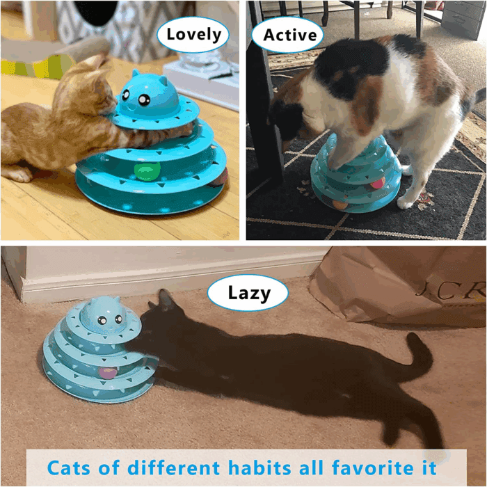 Cat Toy Roller 3-Level Turntable Cat Toys Balls with Six Colorful Balls Interactive Kitten Fun Mental Physical Exercise Puzzle Kitten Toys - Image 6
