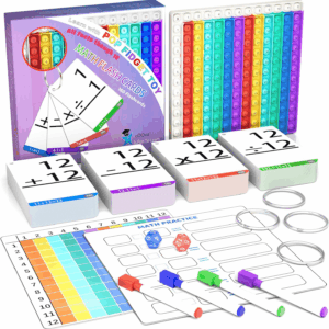 Math Games for Kids - Flash Cards for Kids - Pop It Practice with Addition, Subtraction, Multiplication & Division - Ideal for Math Learning and Skill Building.
