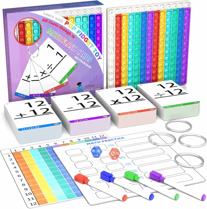 Math Games for Kids - Flash Cards for Kids - Pop It Practice with Addition, Subtraction, Multiplication & Division - Ideal for Math Learning and Skill Building.