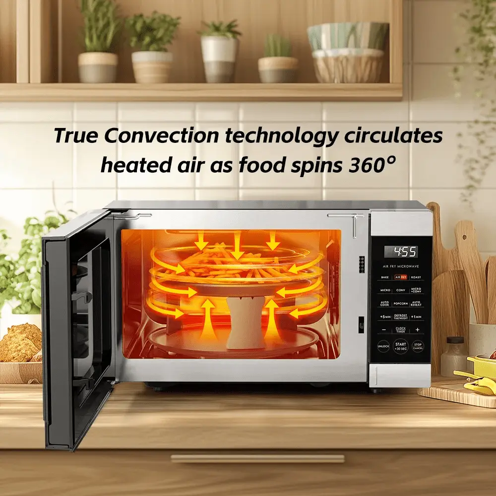 0.9 Cu Ft Air Fry Countertop Microwave, 900 Watts, Stainless Steel, New - Image 10