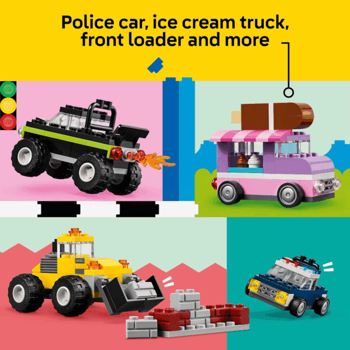 Classic Creative Vehicles, Colorful Construction Brick Building Kit with Ice Cream Truck, Police Car Toy, Model City Cars and More, Gift or Car Toy for Boys, Girls and Kids Ages 5 and Up, 11036 - Image 6