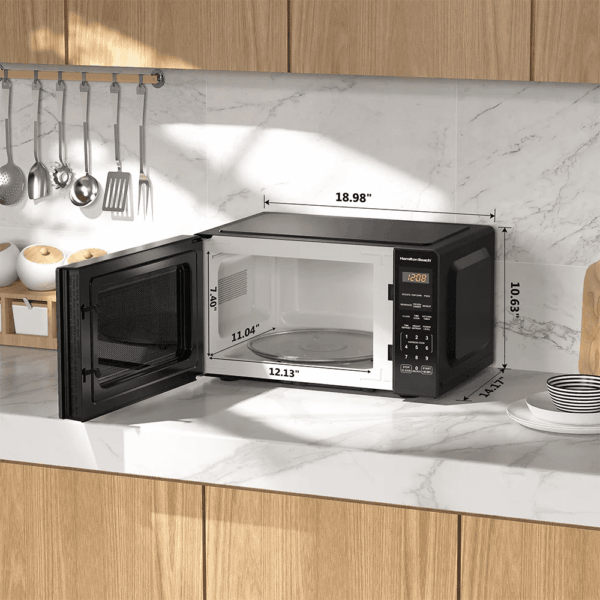 0.9 Cu Ft Countertop Microwave Oven, 900 Watts, Black Stainless Steel, New - Image 2