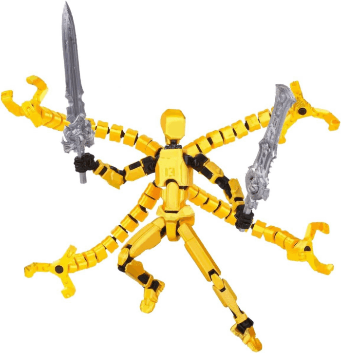 T13 Action Figure Assembly Completed, Upgraded 3D Printed T13 Action Figure, the Dummy 13 Is Very Suitable for Office Desks and Birthday Cake Decorations (Yellow) - Image 6