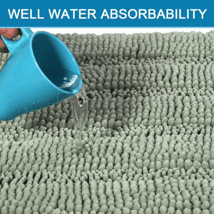 Sage Bathroom Rugs, Bath Mat Set of 2 Extra Thick Chenille Striped Pattern Shaggy Bath Rugs for Bath Room, Non Skid Bath Mats for Bathroom Floor (32 X 20 plus 24 X 17 - Inches) - Image 5