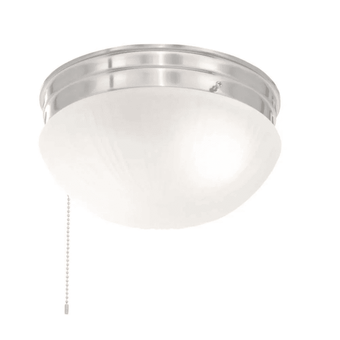 Lighting  Two-Light Flush-Mount Interior Ceiling Fixture with Pull Chain Brushed Nickel - Image 2