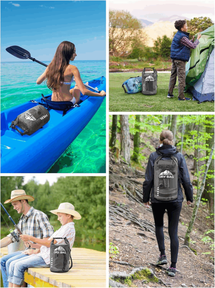 Dry Bag Waterproof for Women Men, 5L/10L/20L/30L/40L Roll Top Lightweight Dry Storage Bag Backpack with Phone Case for Travel, Swimming, Boating, Kayaking, Camping & Beach, 11 Transparent Colors - Image 6