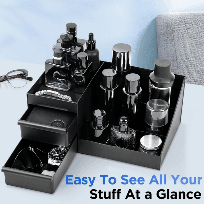 Mens Organizer,Perfume Organizer,Cologne Stand,Cologne Shelf,Perfume Stand,Bathroom Countertop Storage,Shelf for Bathroom Counter,Mens Dresser,Men Bedroom,Birthday Gifts for Men(Black) - Image 3