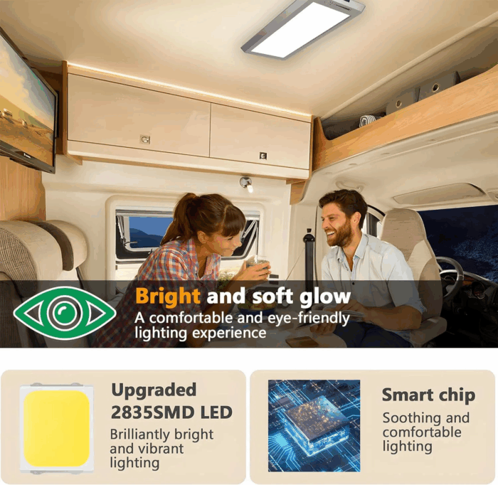 RV LED Interior Lights,3 Color RV LED Super Bright Fixture,12V RV Ceiling Dome Light with On/Off Dimmable Switch Energy Saving for Rv/Camper/Car/Trailer/Boat (Warm+Natural+Cold Light) - Image 5